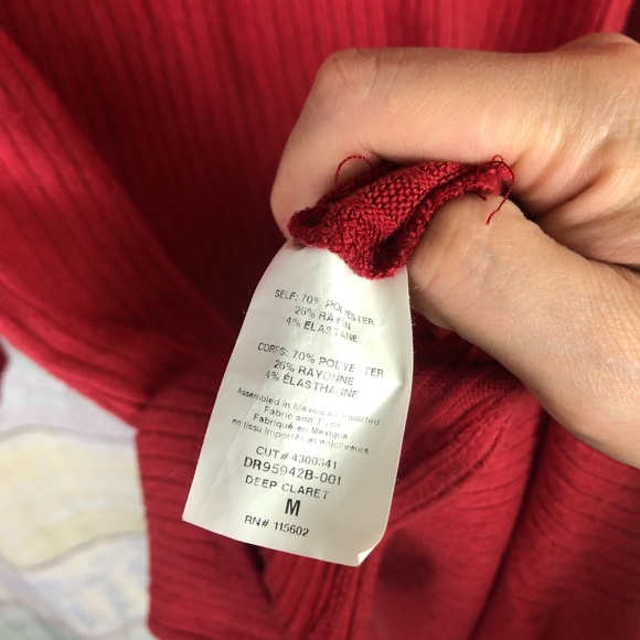 ALL IN FAVOR Long Sleeve Midi Sweater Dress Claret - Picture 8 of 8